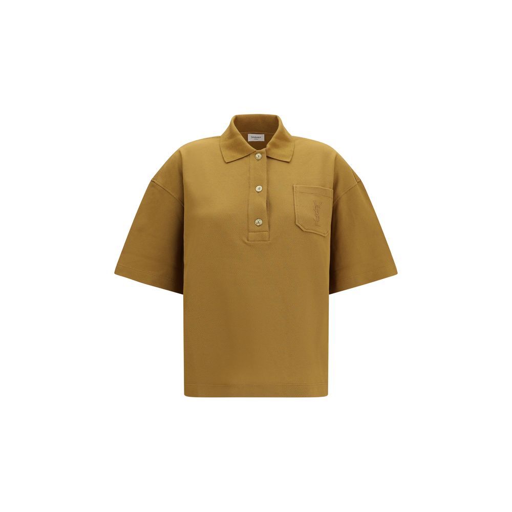 Saint Laurent Cotton Cassandre Polo Shirt - Multicolor/Mustard