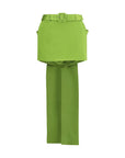 Self-Portrait Satin Bow Mini Skort - Green