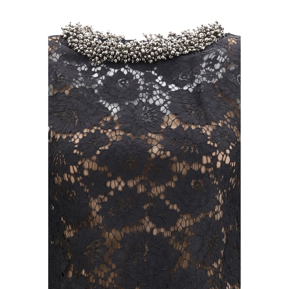 Self-Portrait Lace Jewel Neck Mini Dress - Black