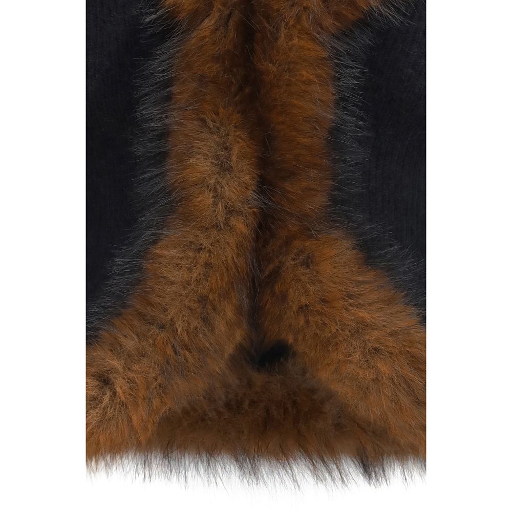 Self-Portrait Alpaca Blend Faux Fur Cardigan - Deep Blue