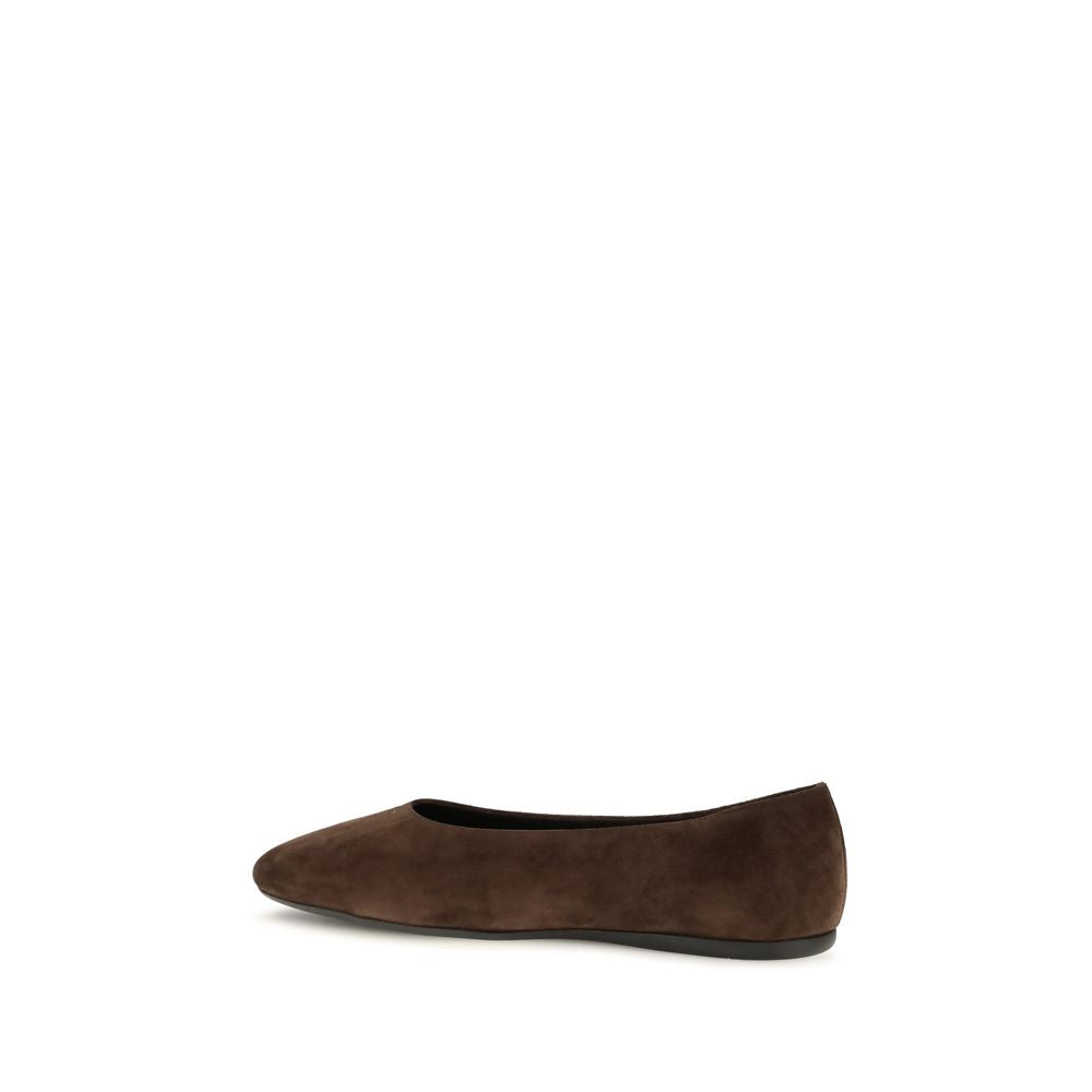 Prada Leather Suede Ballerina Flats - Brown