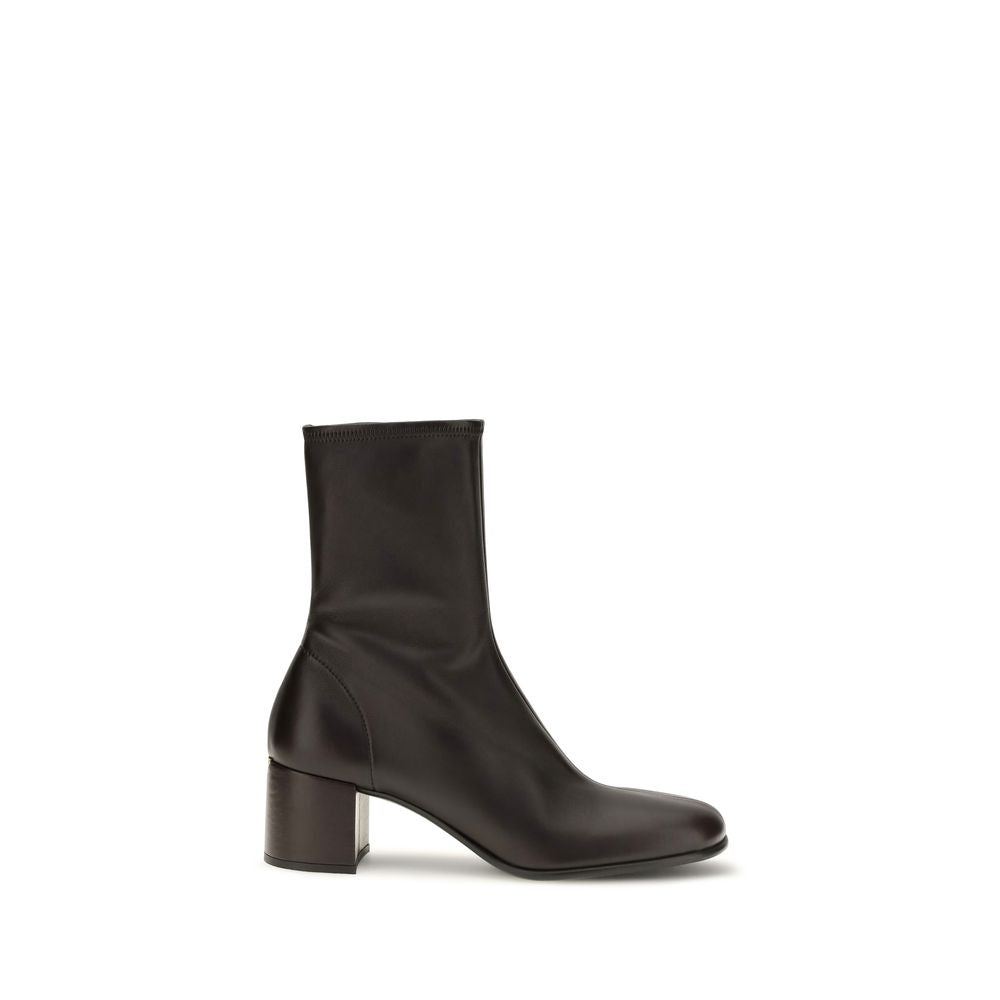 Prada Leather Heeled Ankle Boots - Brown