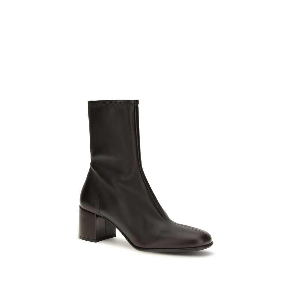 Prada Leather Heeled Ankle Boots - Brown