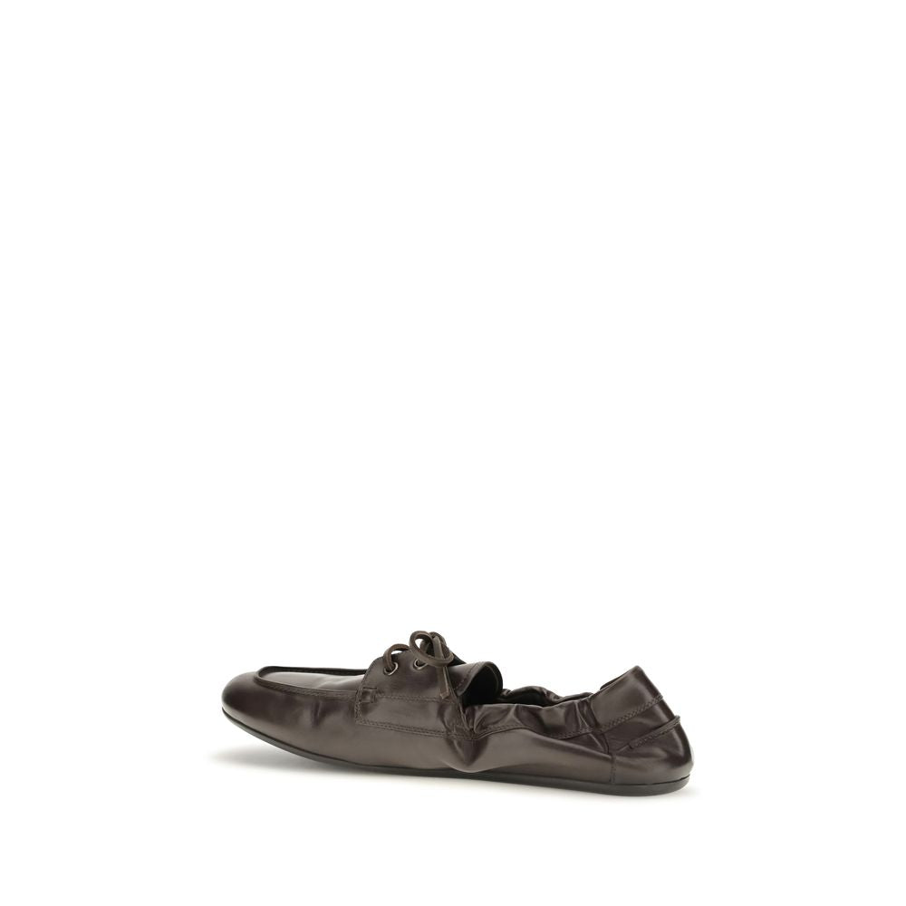 Prada Leather Aged-Effect Lace-Up Shoes - Brown