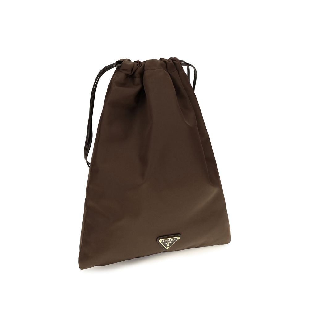 Prada Wish Re-Nylon Pouch Bag - Brown