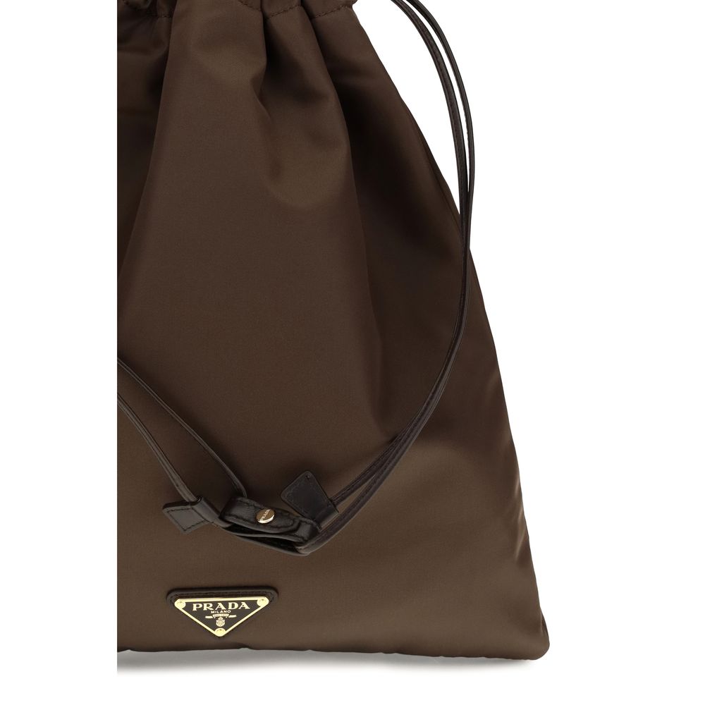 Prada Wish Re-Nylon Pouch Bag - Brown