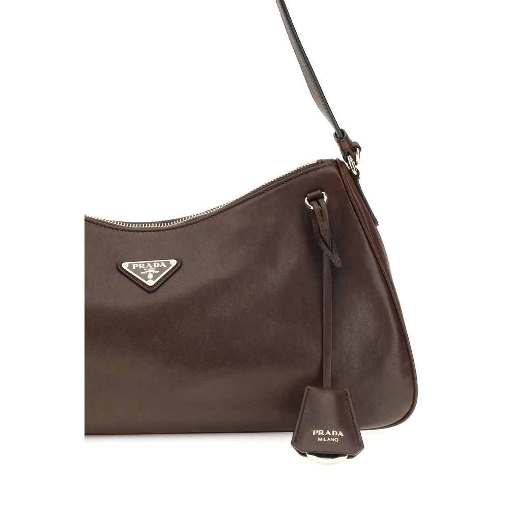 Prada Leather Aimée Shoulder Bag - Brown