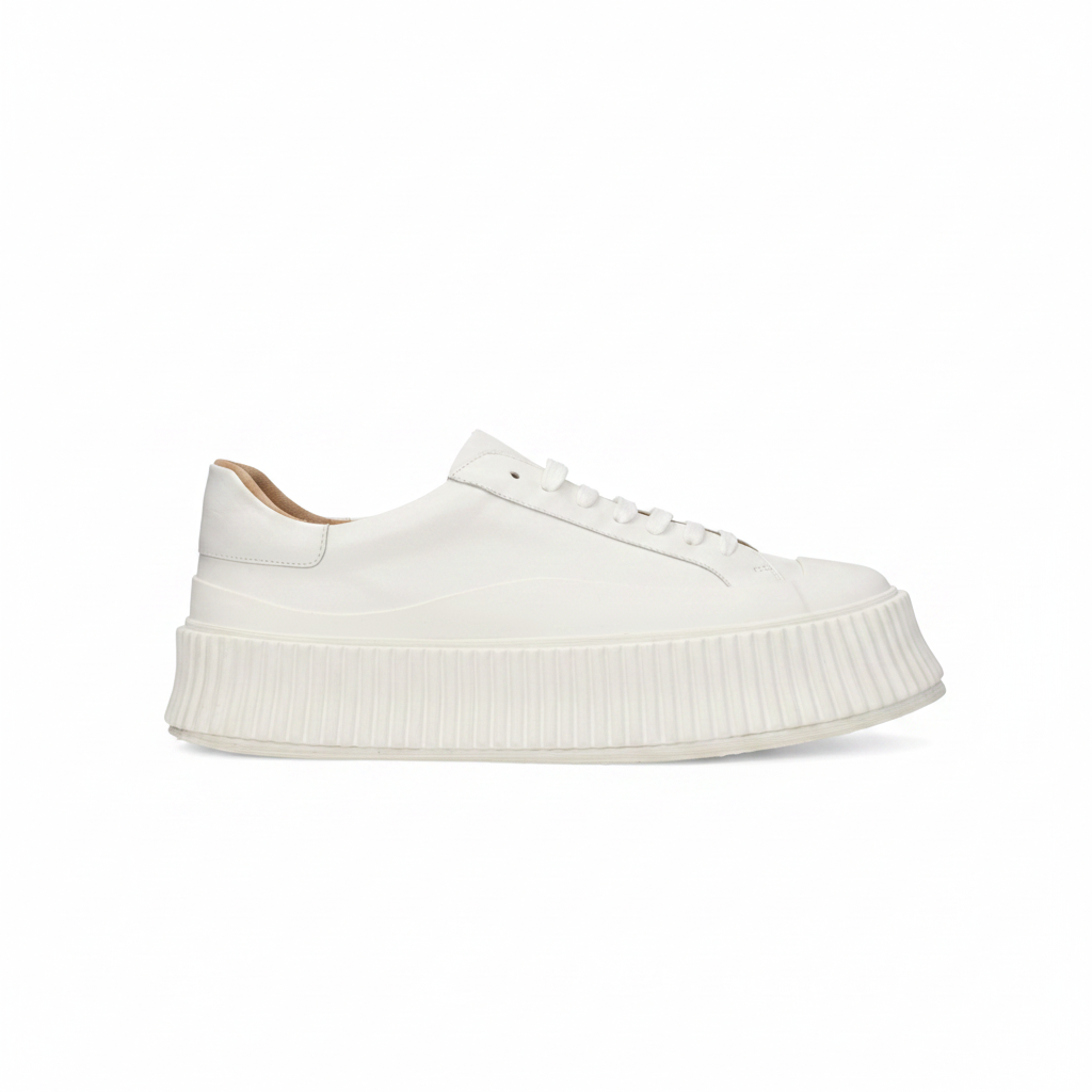 Jil Sander Leather Chunky Platform Sneakers - White