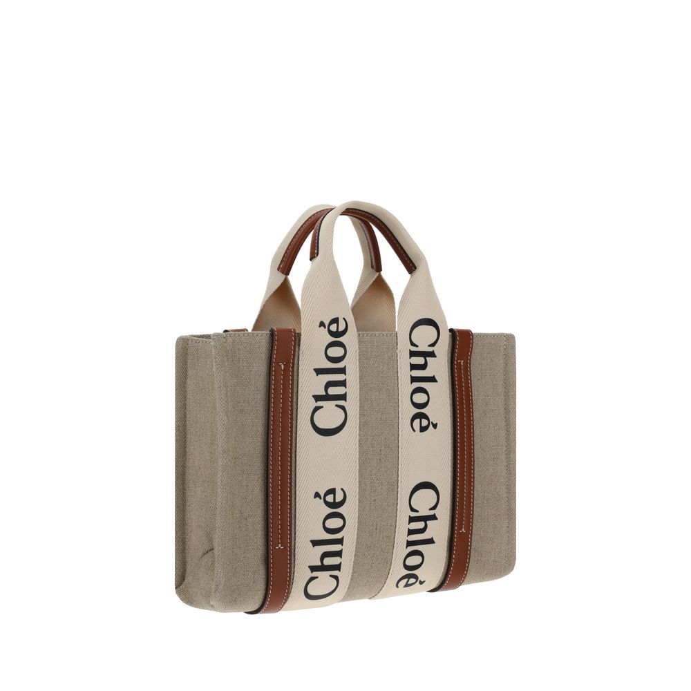 Chloé Small Linen Woody Tote Handbag