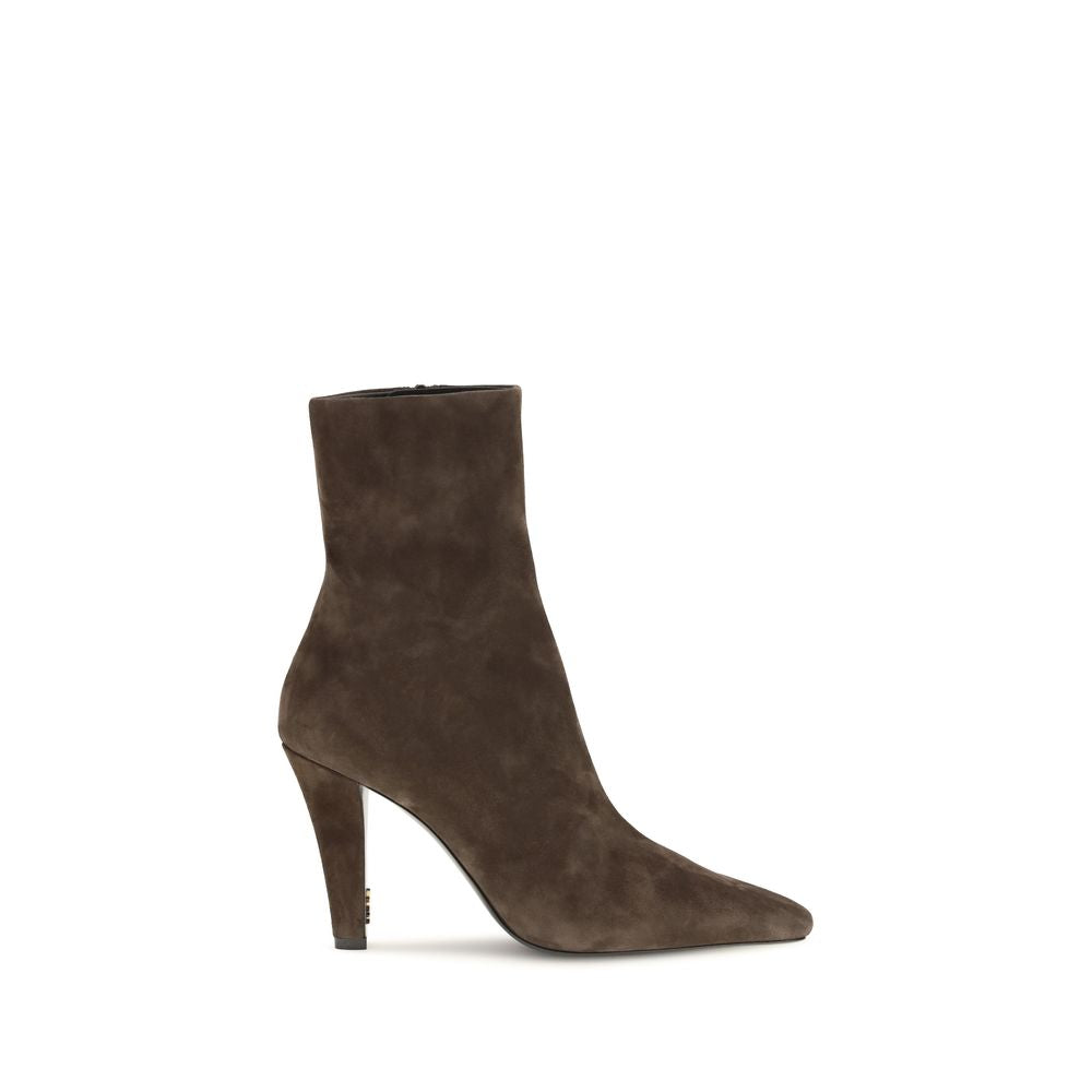 Saint Laurent Jill Suede Leather Ankle Boots - Brown