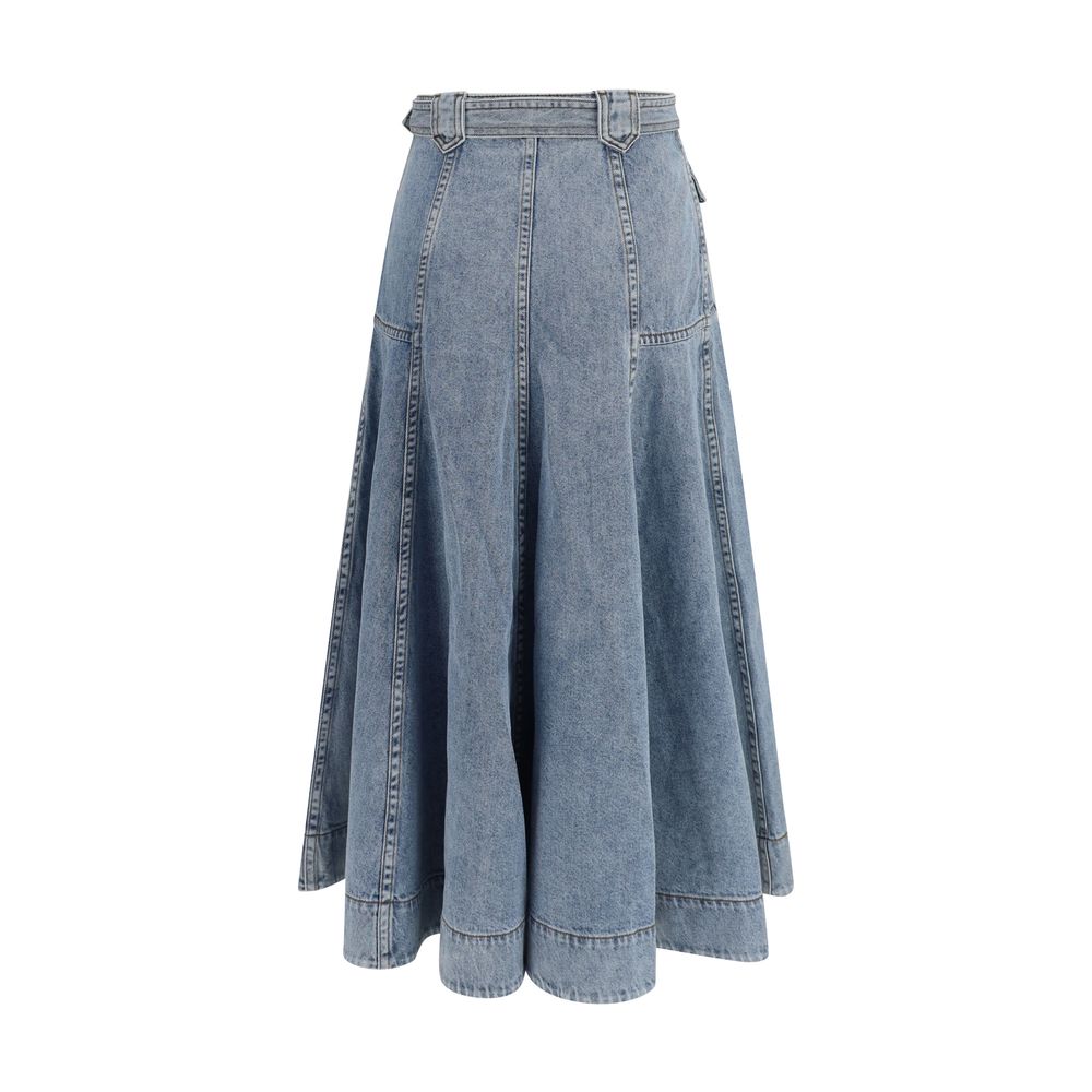 Zimmermann Midi Cargo Denim Skirt - Vintage Blue