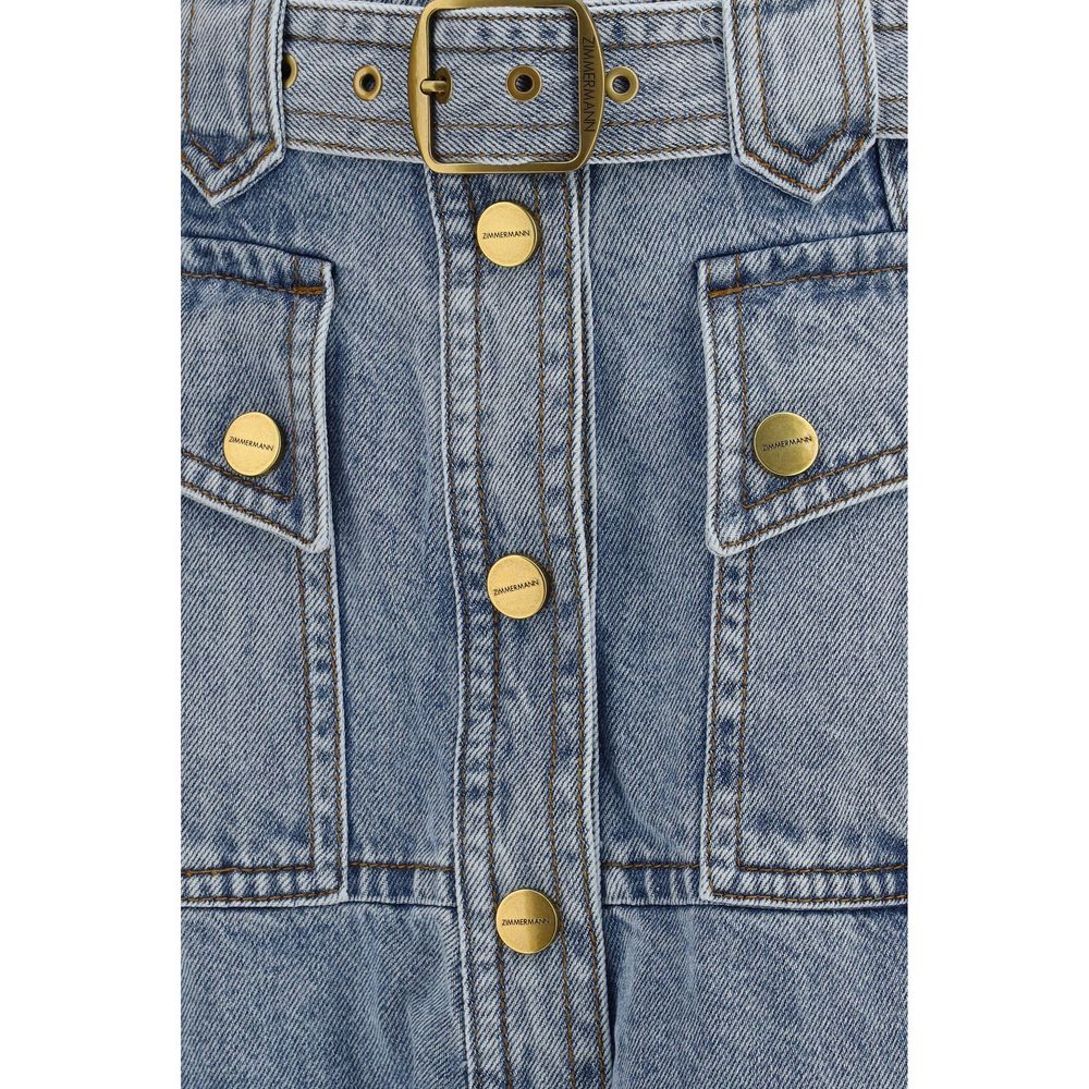 Zimmermann Midi Cargo Denim Skirt - Vintage Blue