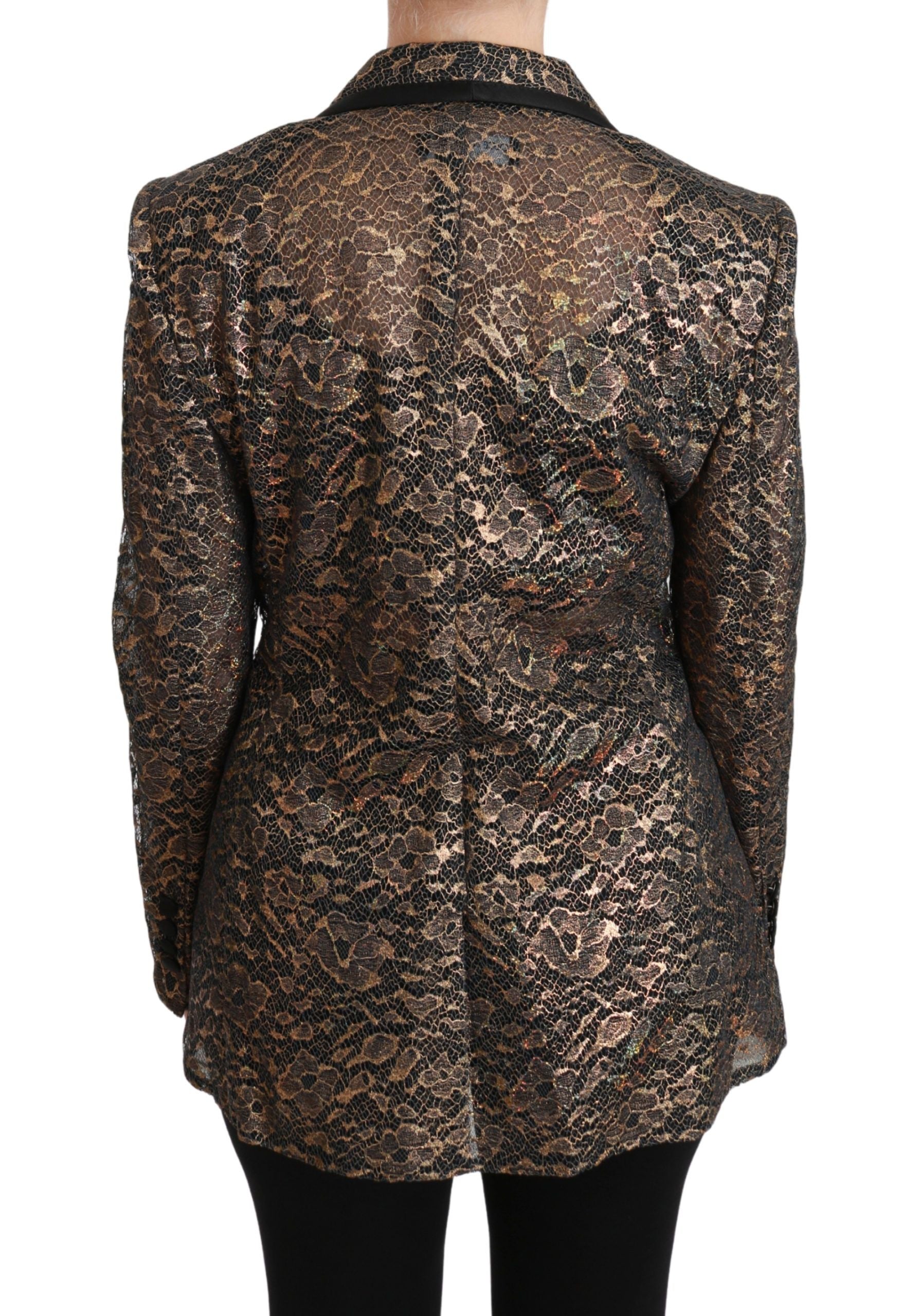 Dolce & Gabbana Black & Gold Sheer Floral Lace Blazer