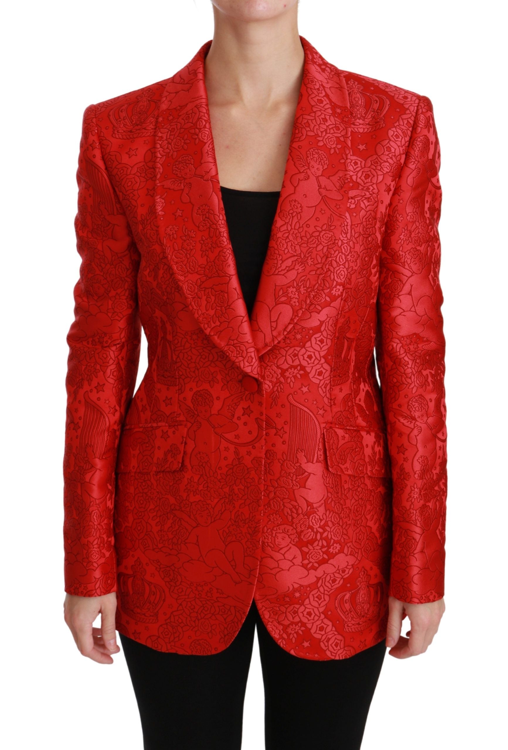 Dolce & Gabbana Red Floral Angel Blazer