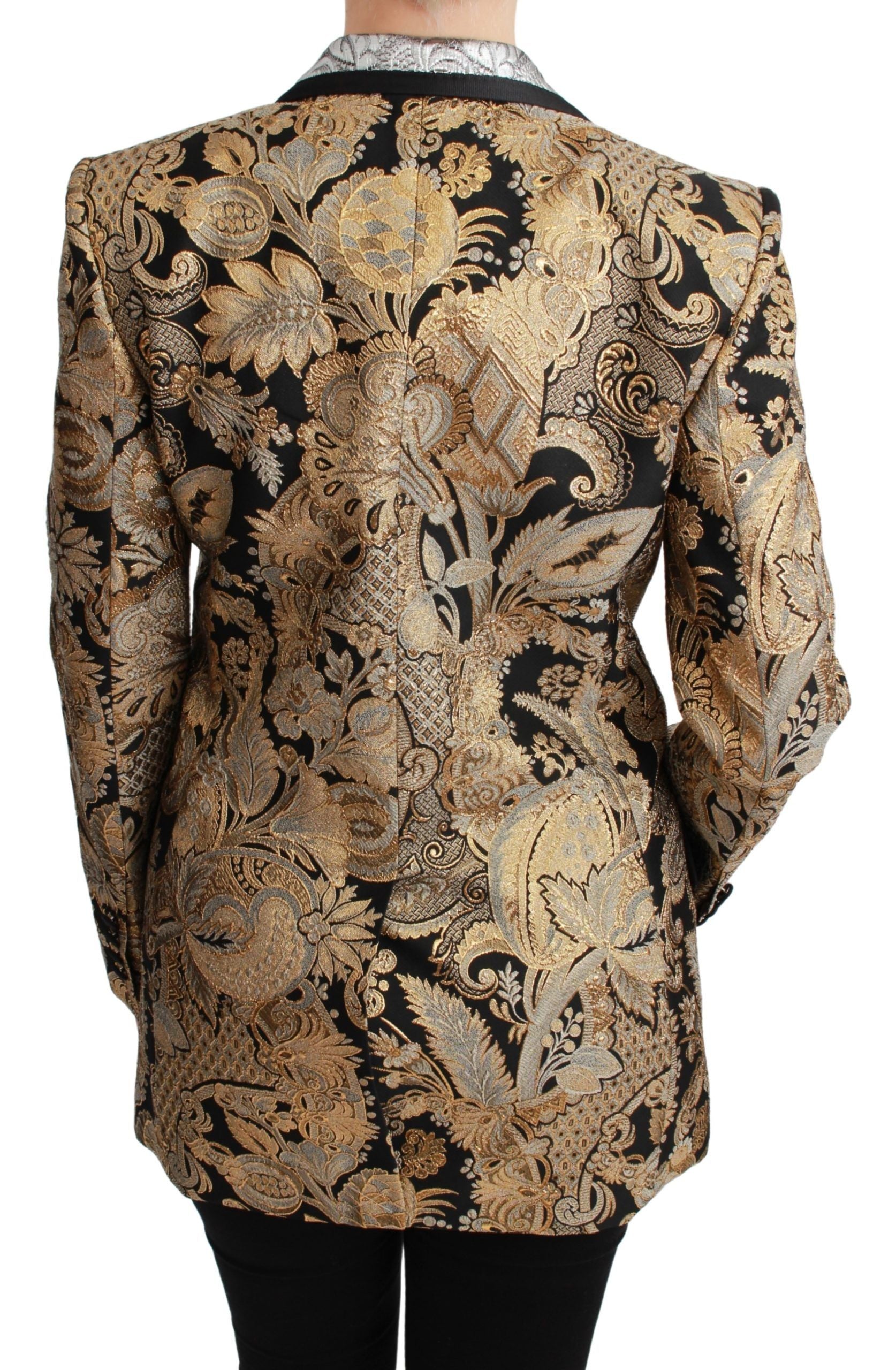 Dolce & Gabbana Silver & Gold Floral Jacquard Blazer Jacket