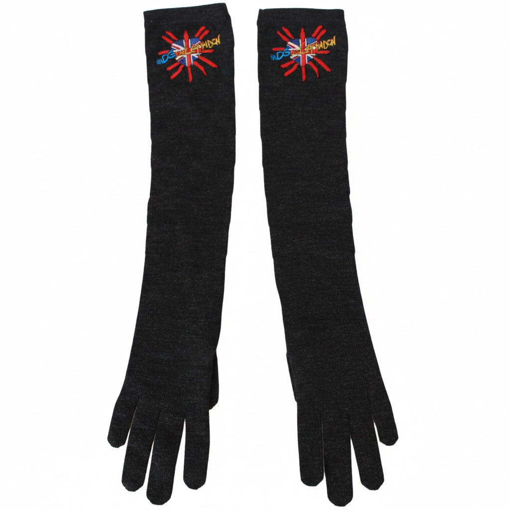 Dolce & Gabbana DGLovesLondon Embroidered Virgin Wool Long Gloves