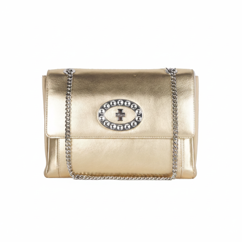 Blumarine Leather Shoulder Bag - Gold