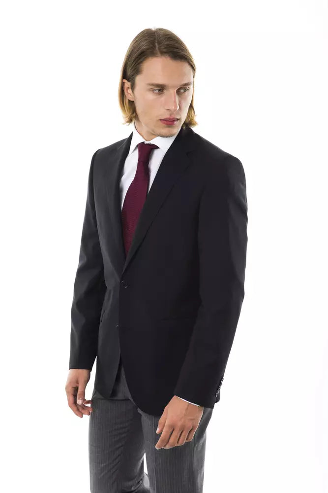 Uominitaliani Wool Suit Blazer - Black