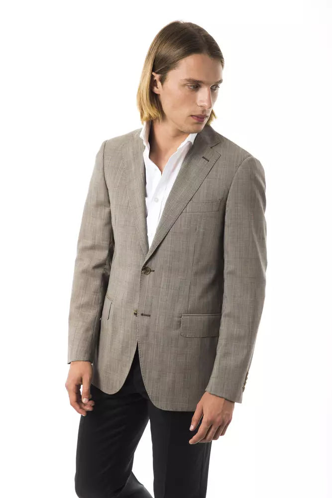 Uominitaliani Wool Suit Blazer - Taupe