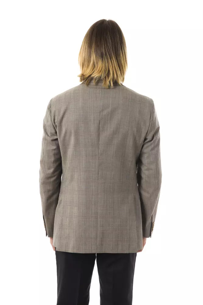 Uominitaliani Wool Suit Blazer - Taupe