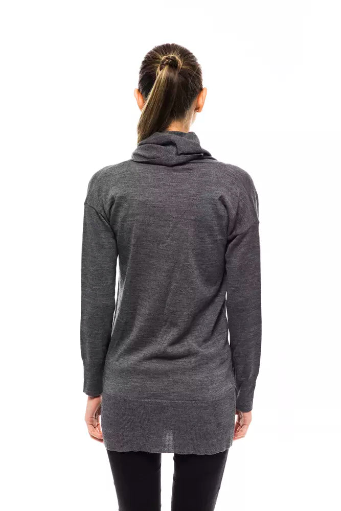 Montana Blu Cowl Neck Wool Sweater - Gray/Grey - Made In Italy
