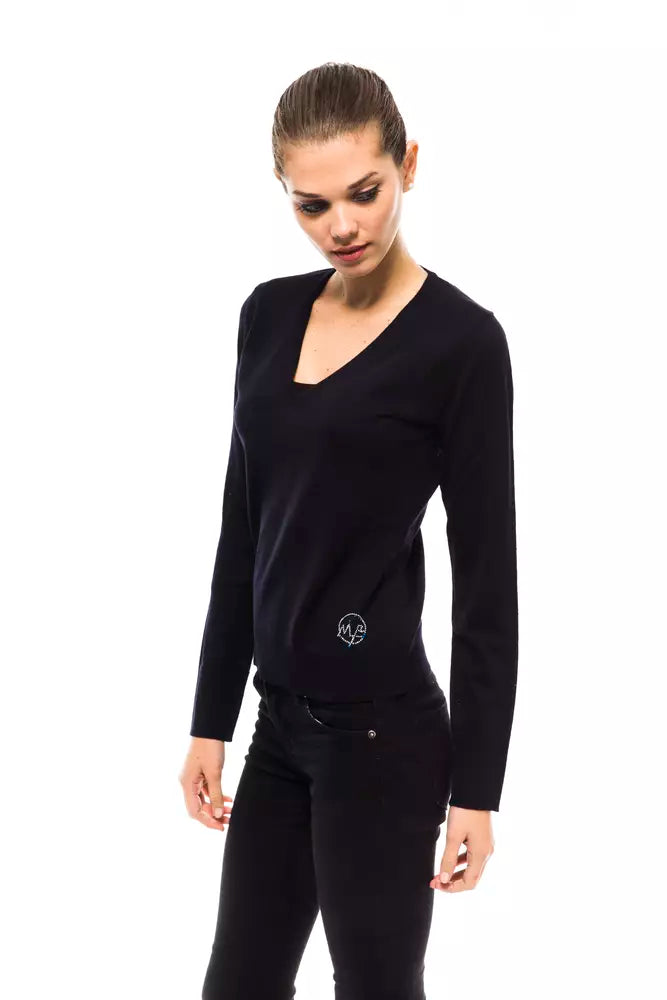 Montana Blu V-Neck Wool Sweater - Deepest Blue