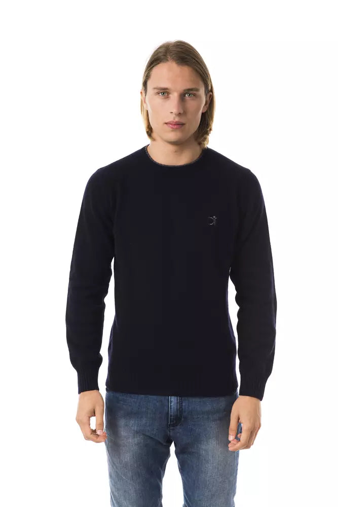 Uominitaliani Merino Wool Crewneck Sweater - Deepest Blue