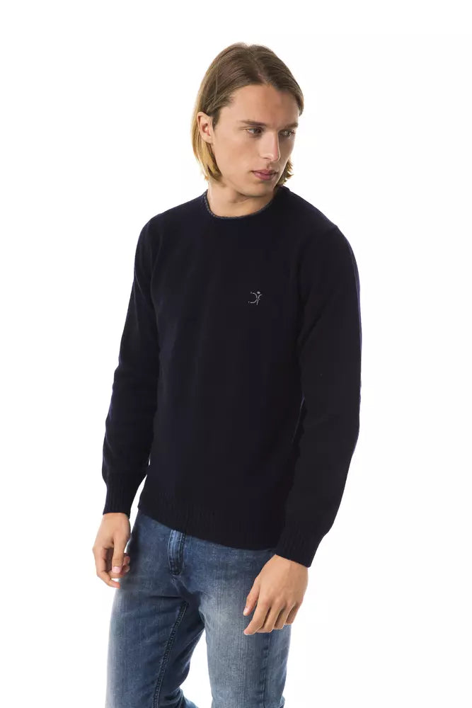 Uominitaliani Merino Wool Crewneck Sweater - Deepest Blue