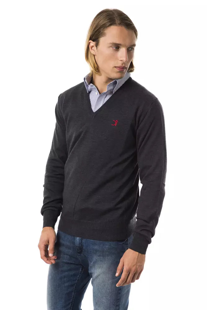 Uominitaliani Merino Wool Sweater - Gray/Grey