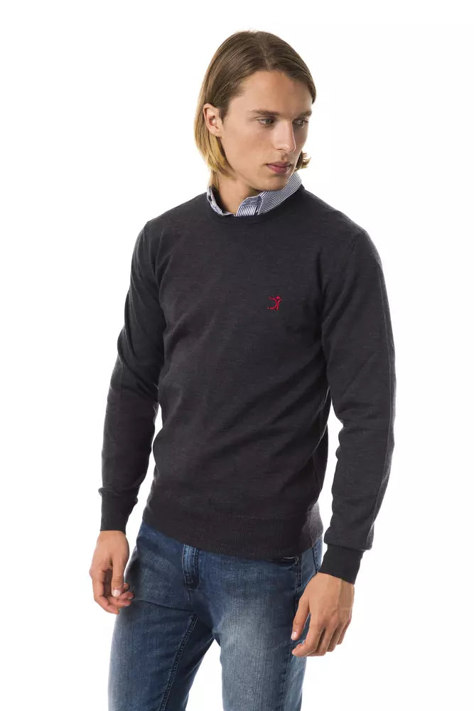 Uominitaliani Merino Wool Crewneck Sweater - Gray/Grey