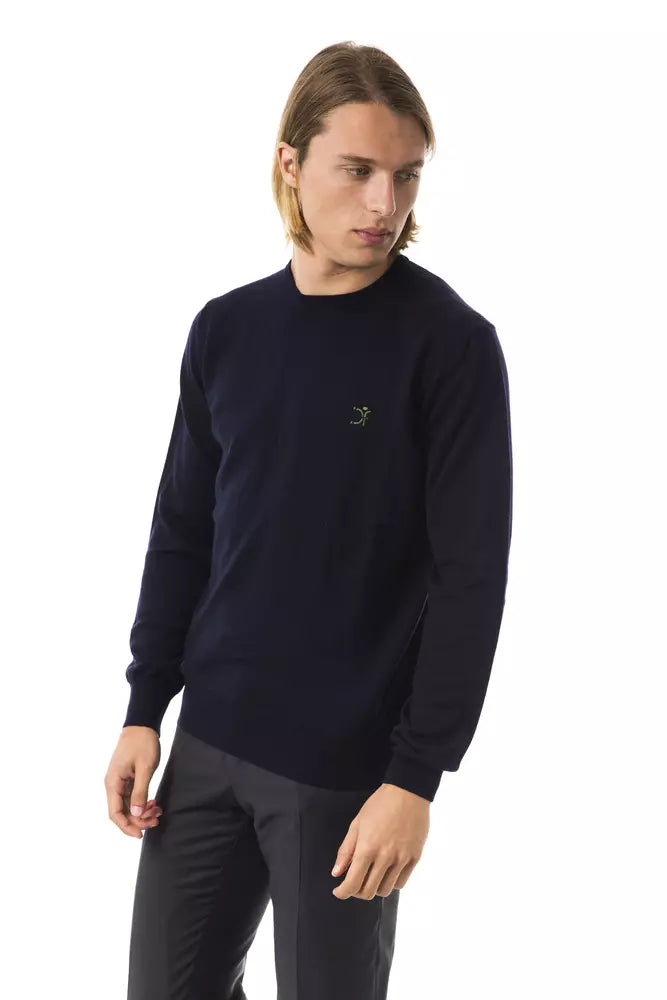 Uominitaliani Merino Wool Crewneck Sweater - Deepest blue