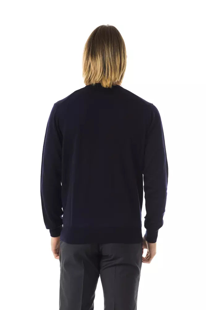 Uominitaliani Merino Wool Crewneck Sweater - Deepest Blue