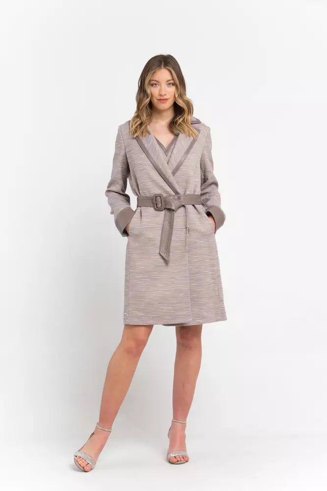 Trussardi Waist Belt Long Coat - Taupe