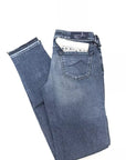 Jacob Cohen Medium Wash Fringe Hems Slim Fit Jeans