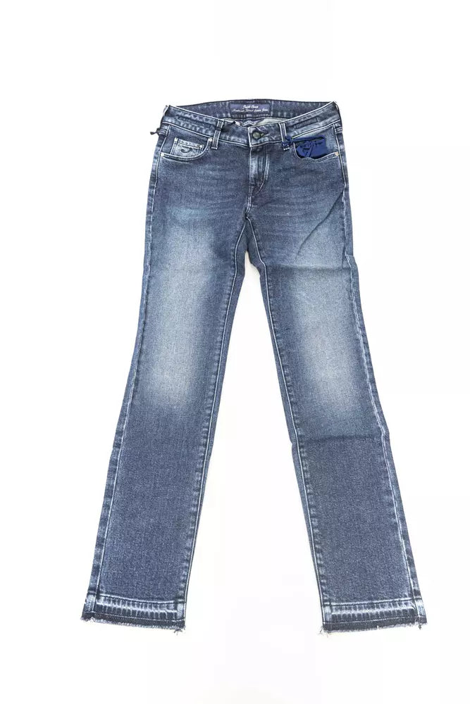 Jacob Cohen Medium Wash Fringe Hems Slim Fit Jeans