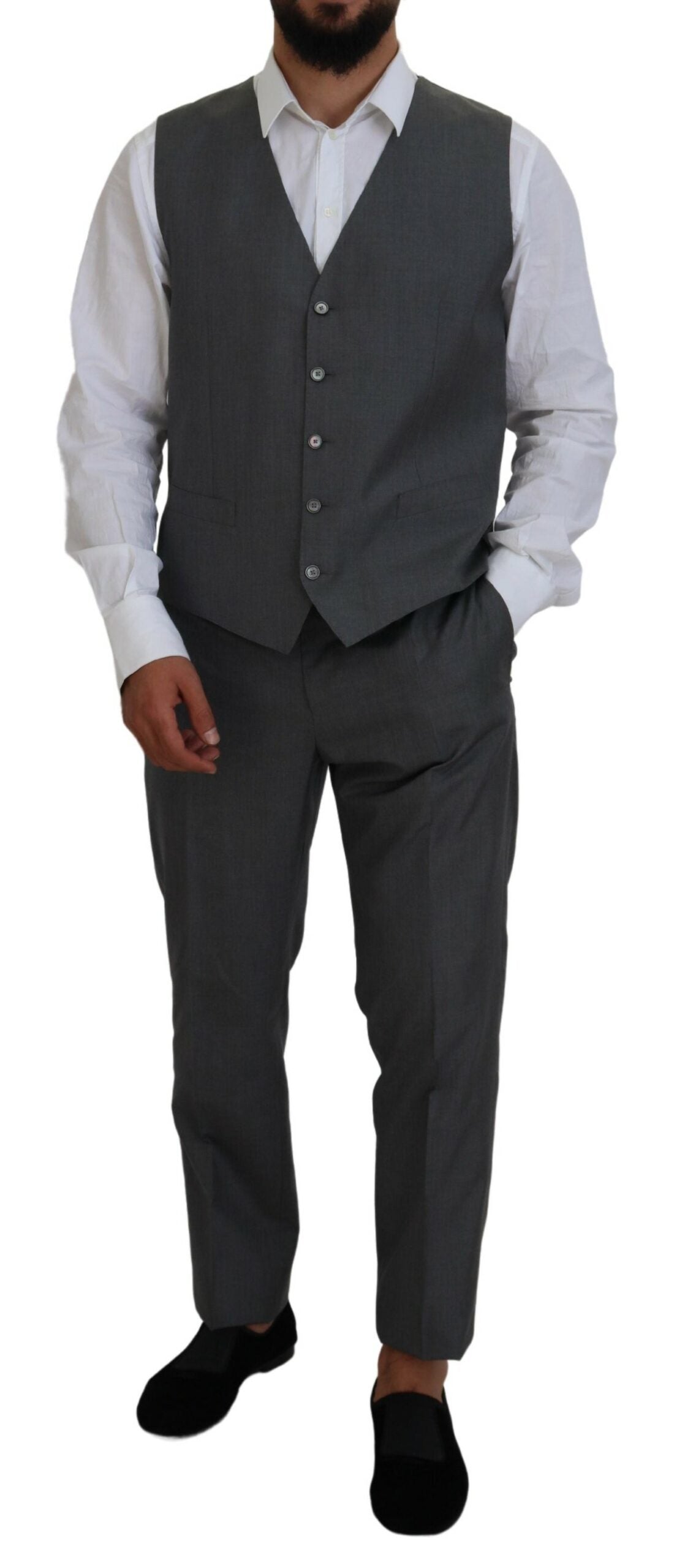 Dolce & Gabbana Martini Vest, Blazer & Pants 3-Piece Suit - Gray/Grey