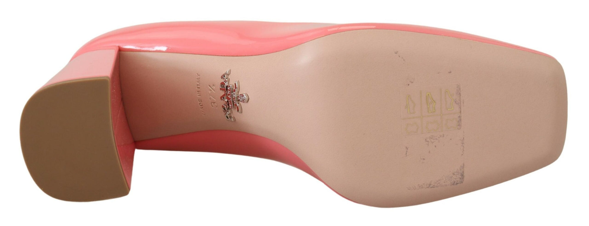 Prada Patent Leather Block Heel Pumps - Pink