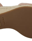 Prada Suede Leather Ankle Strap Espadrille Wedge Sandals - Powder Pink