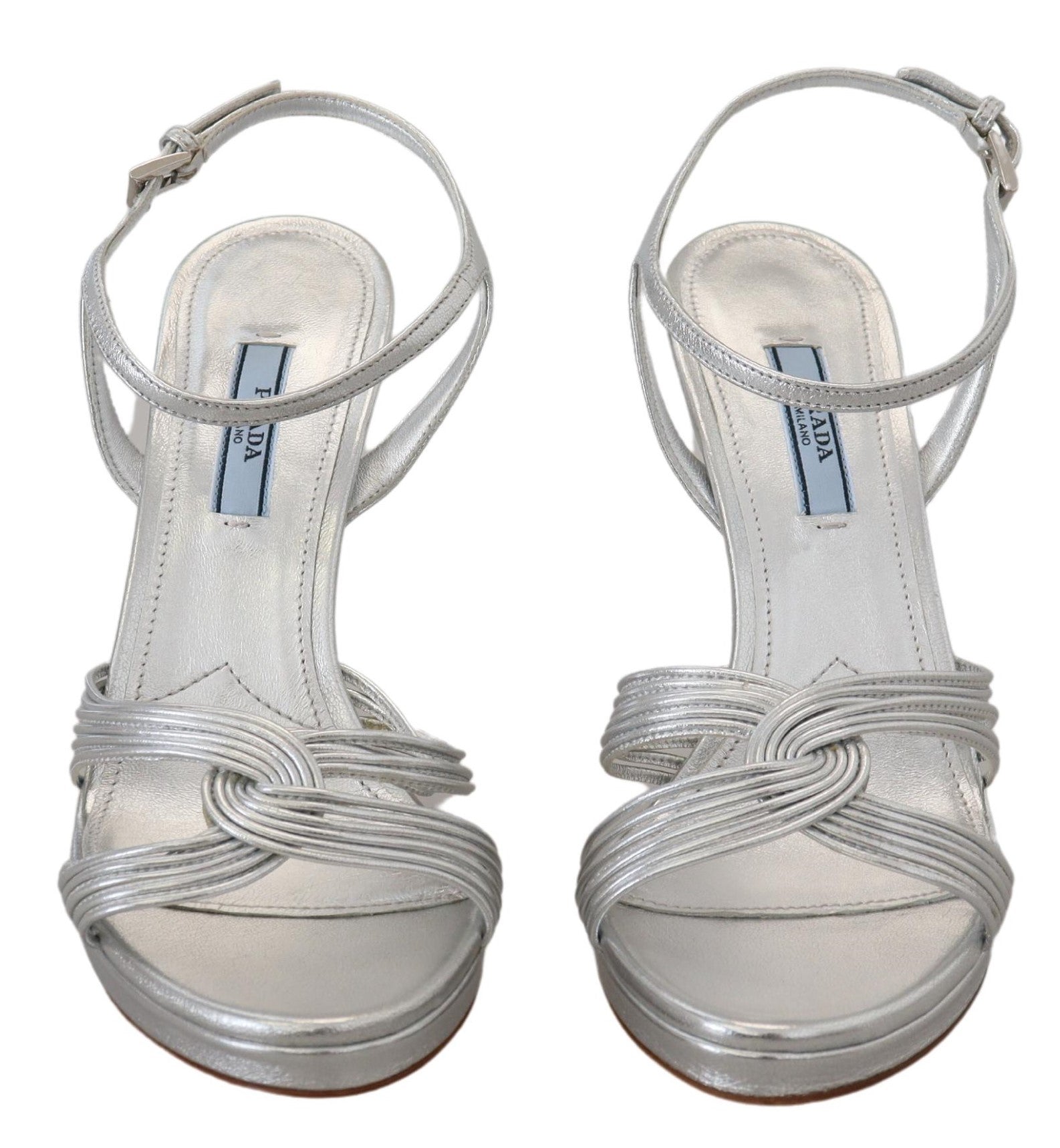 Prada Silver Leather Stiletto Heels