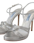 Prada Silver Leather Stiletto Heels