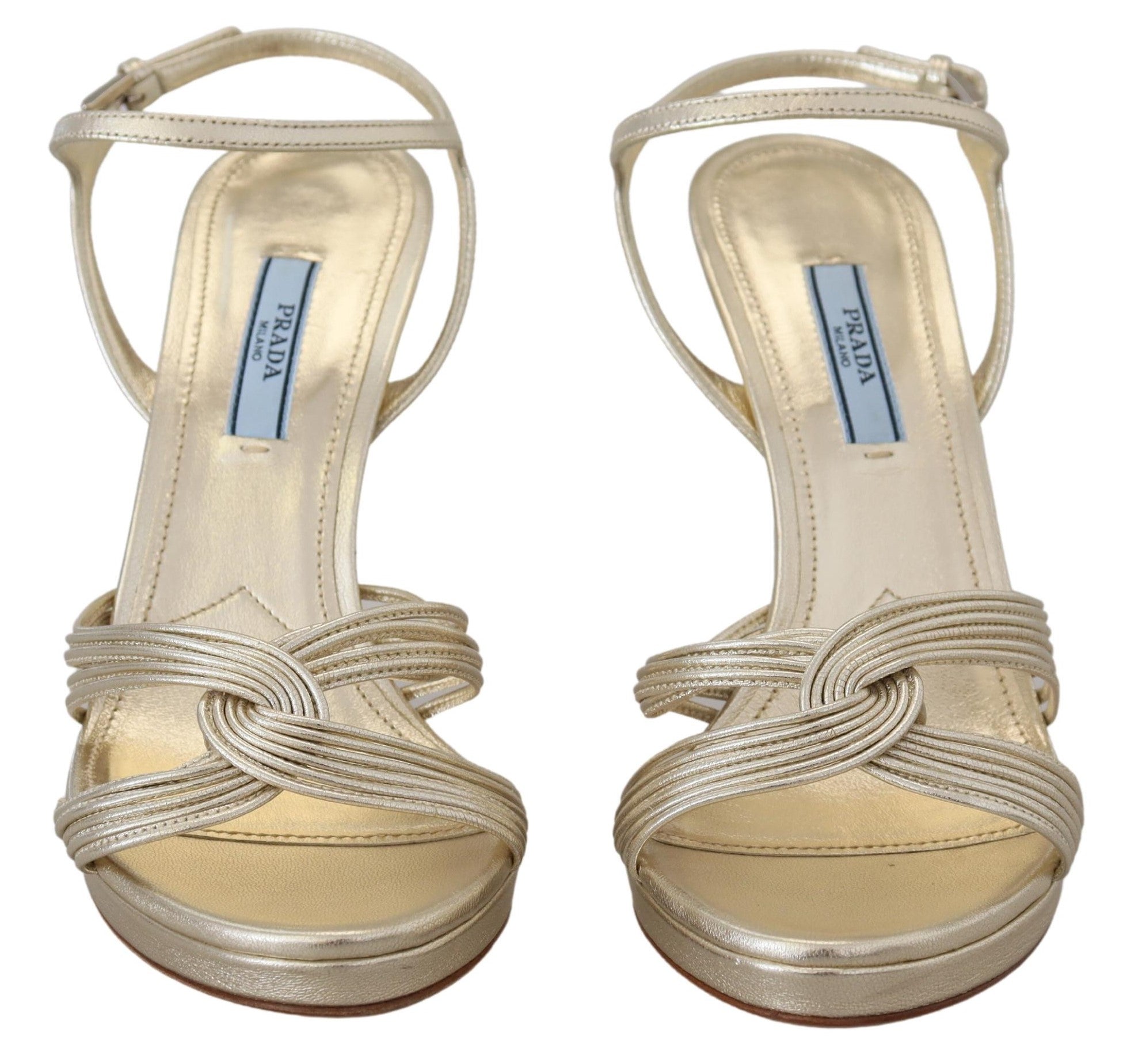 Prada Gold Leather Stiletto Heels