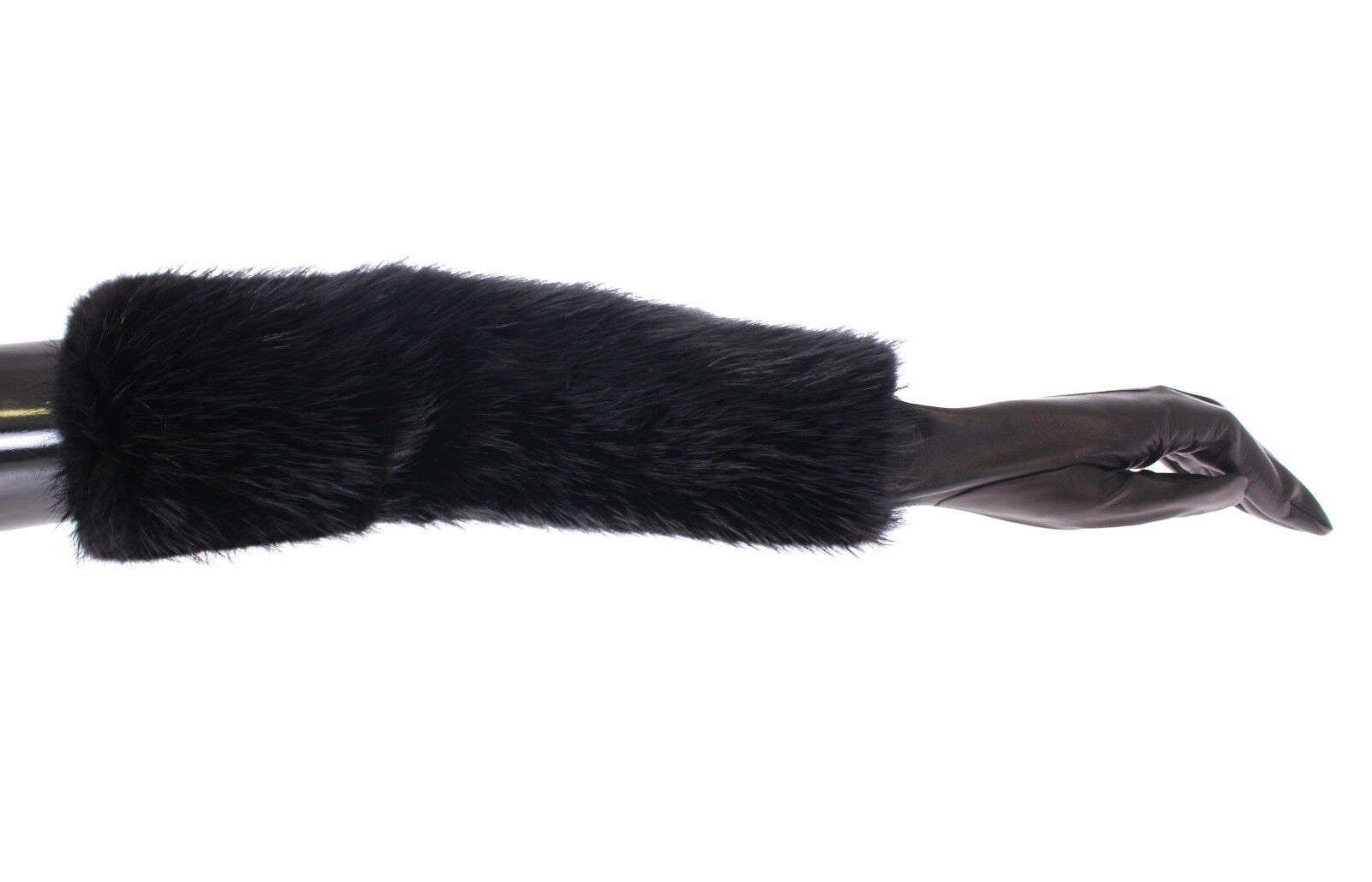 Dolce & Gabbana Leather & Fur Long Gloves - Black