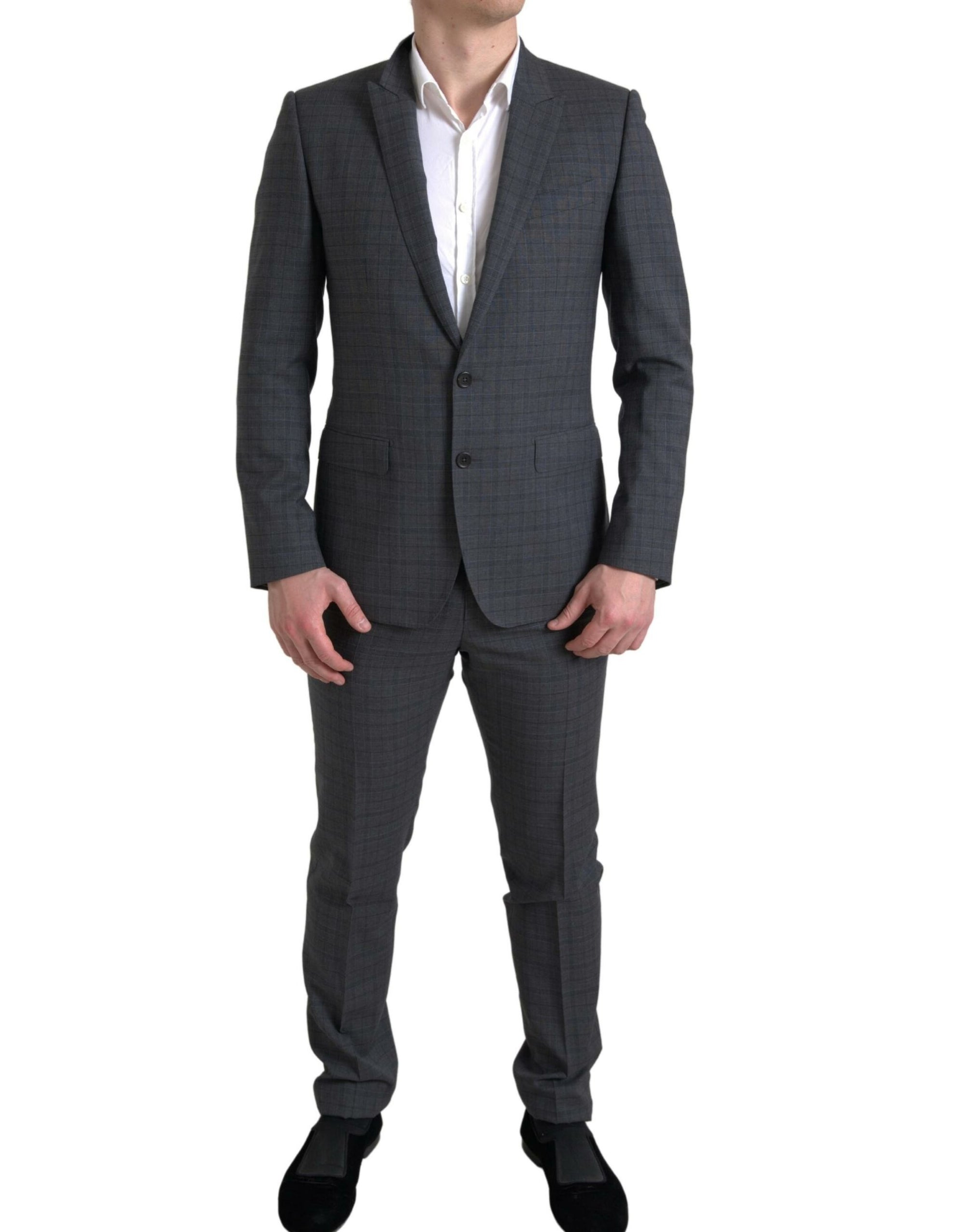 Dolce & Gabbana Martini Checkered Blazer & Pants 2 Piece Suit - Gray/Grey