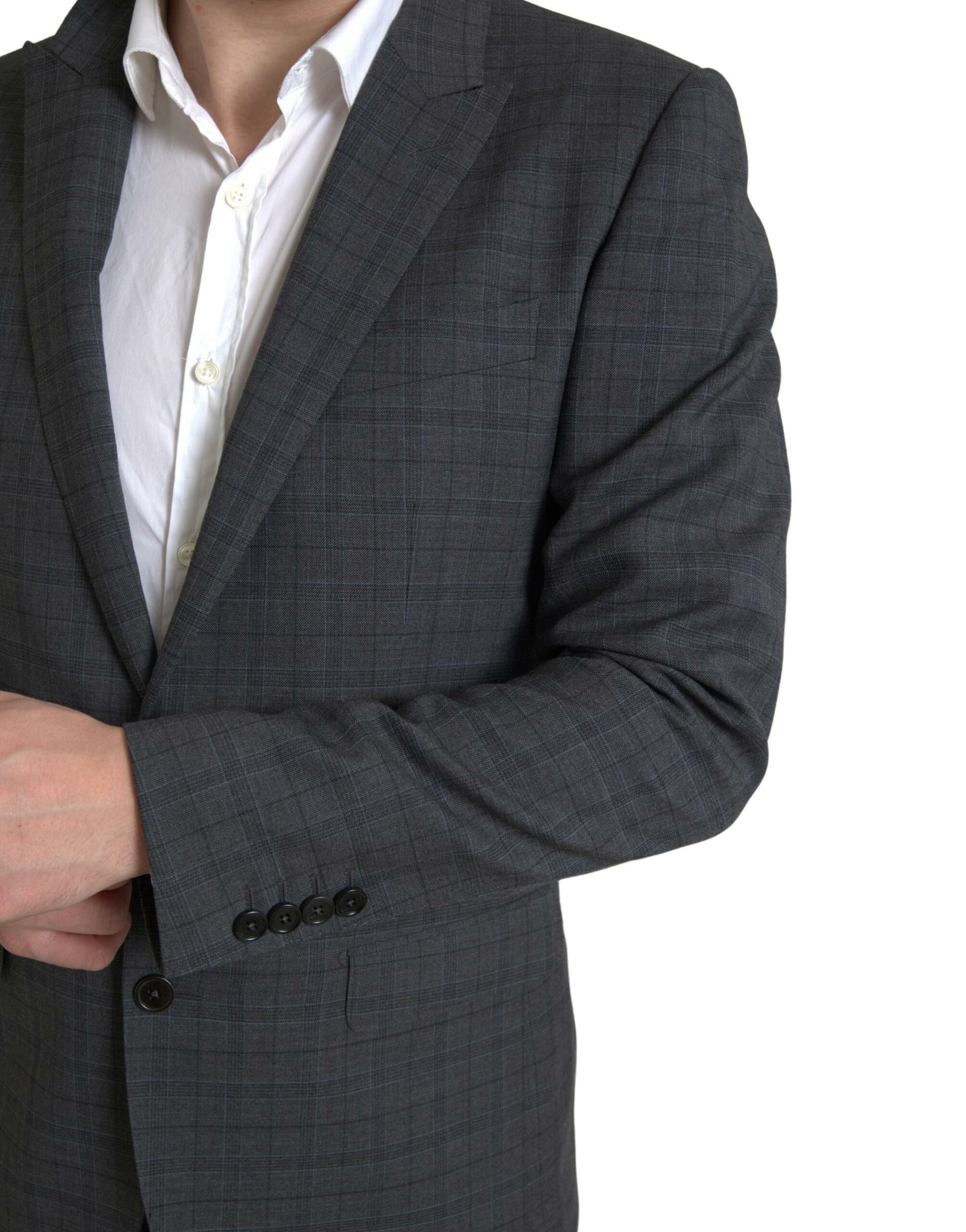 Dolce & Gabbana Martini Checkered Blazer & Pants 2 Piece Suit - Gray/Grey