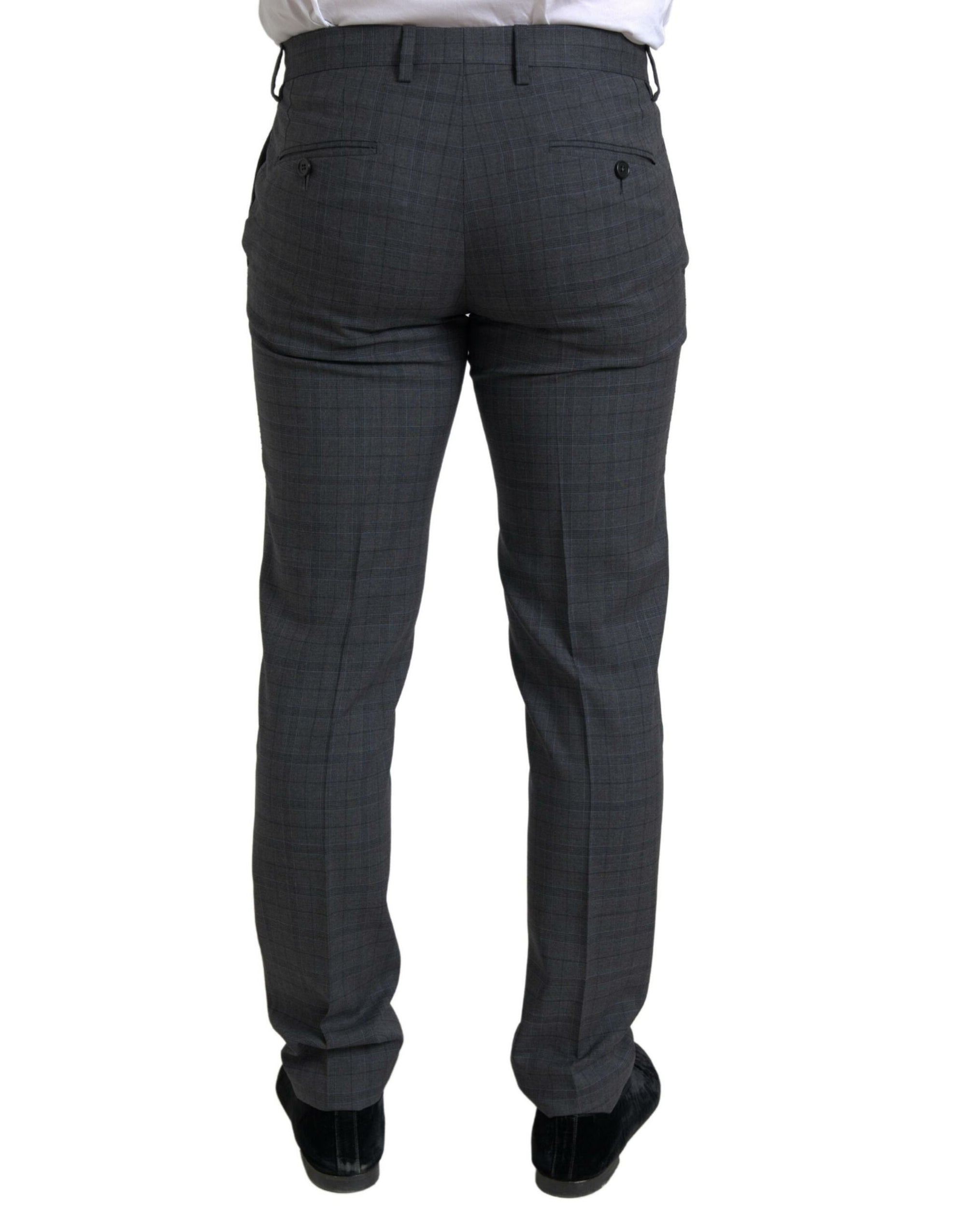 Dolce &amp; Gabbana Martini Checkered Blazer &amp; Pants 2 Piece Suit - Gray/Grey