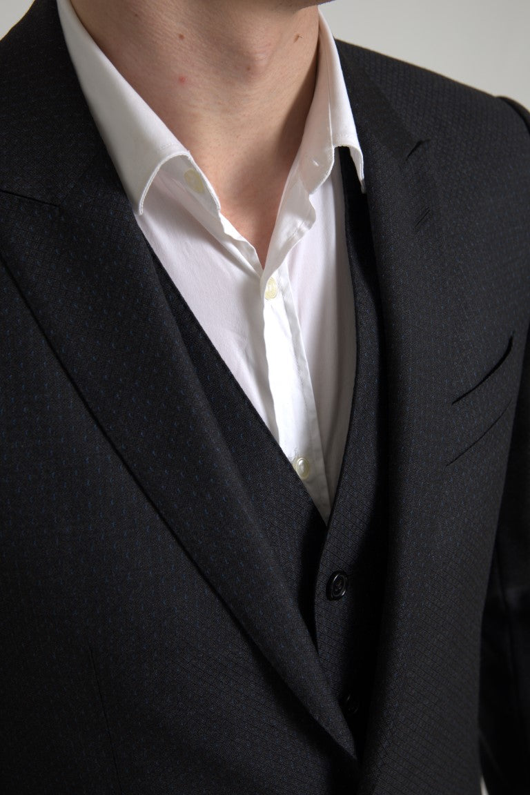 Dolce & Gabbana Martini Vest, Blazer & Pants 3-Piece Suit - Black