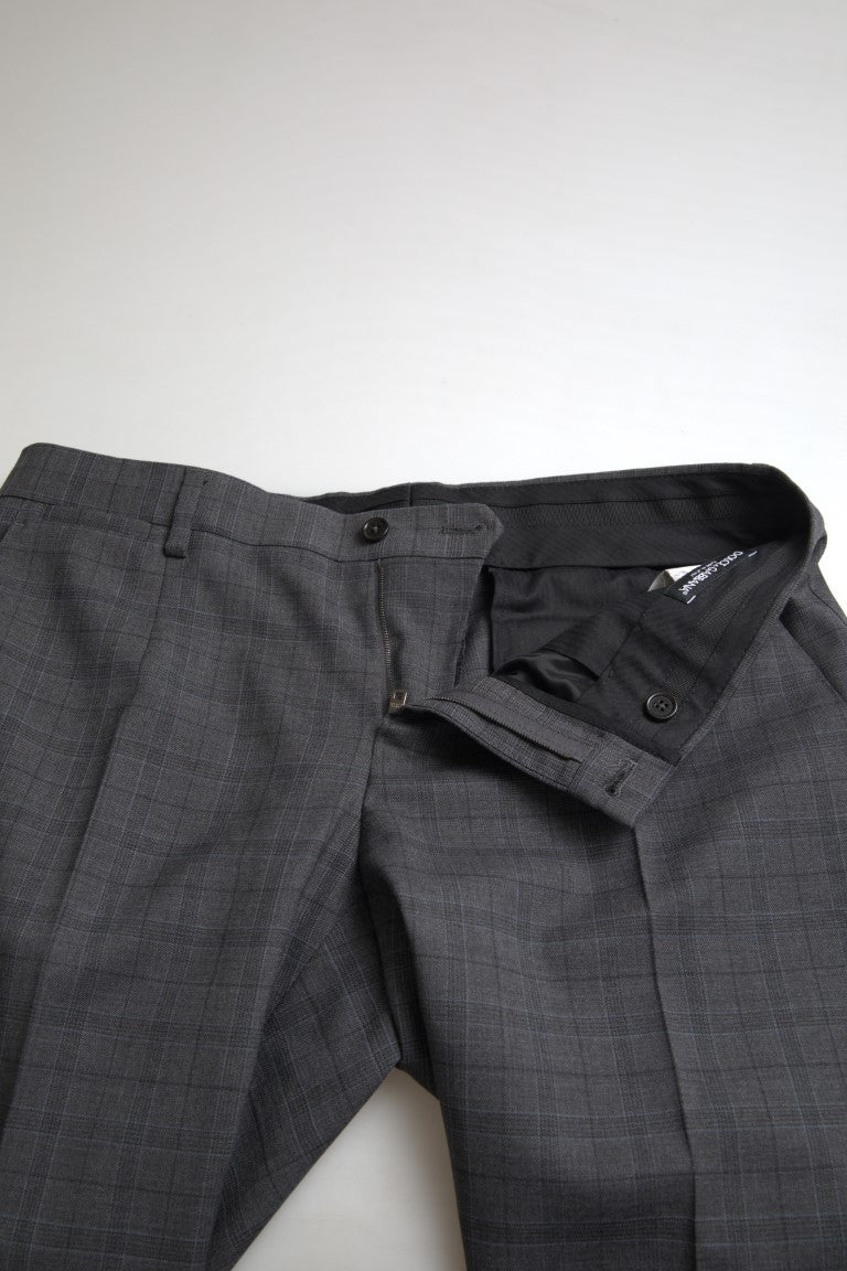 Dolce &amp; Gabbana Martini Checkered Blazer &amp; Pants 2 Piece Suit - Gray/Grey