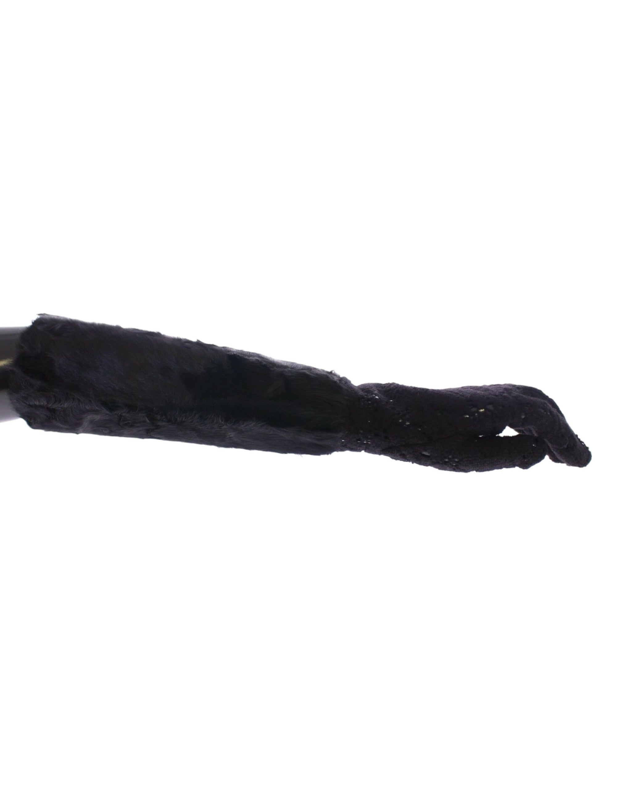 Dolce & Gabbana Wool & Fur Elbow Length Gloves - Black