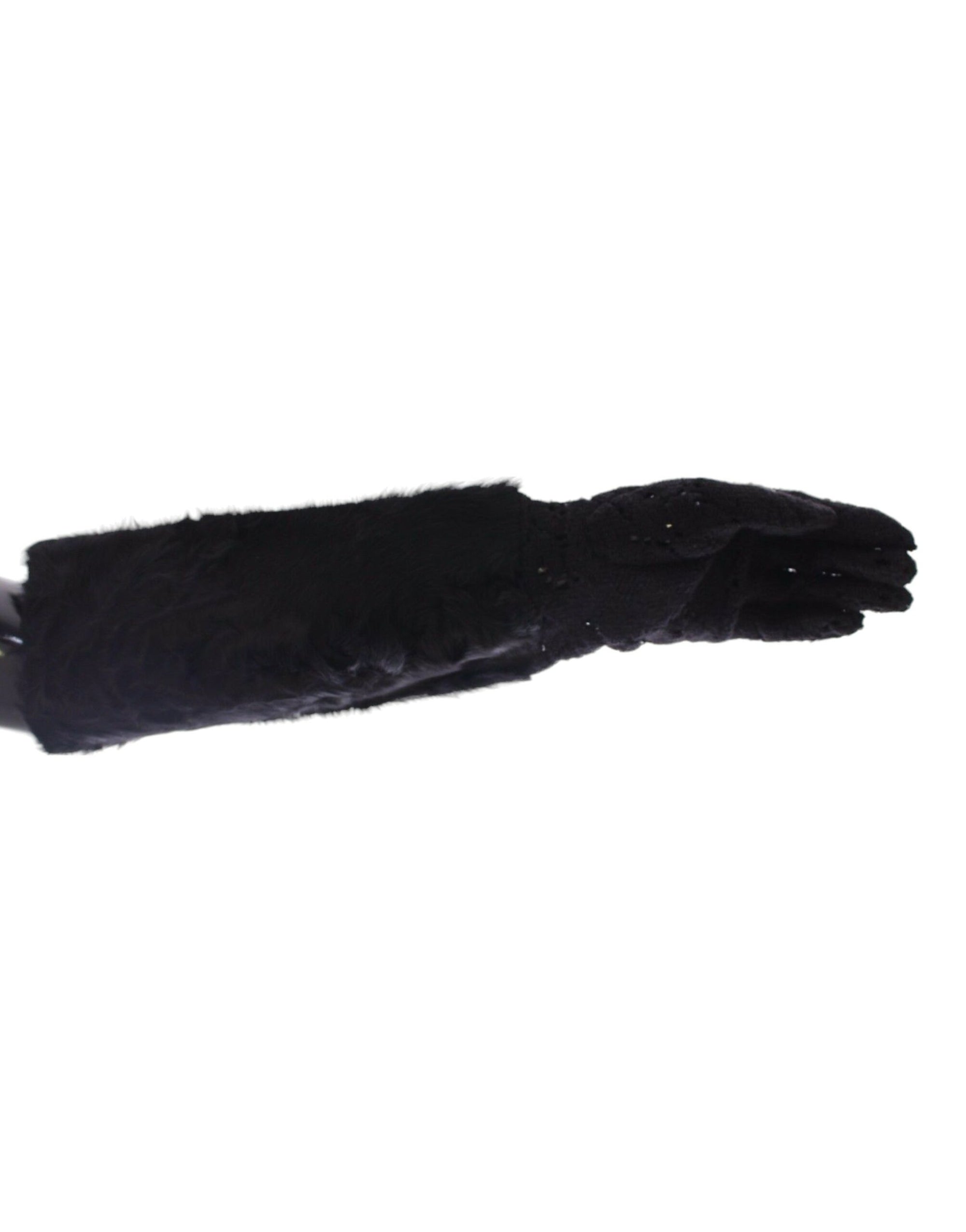 Dolce & Gabbana Wool & Fur Elbow Length Gloves - Black