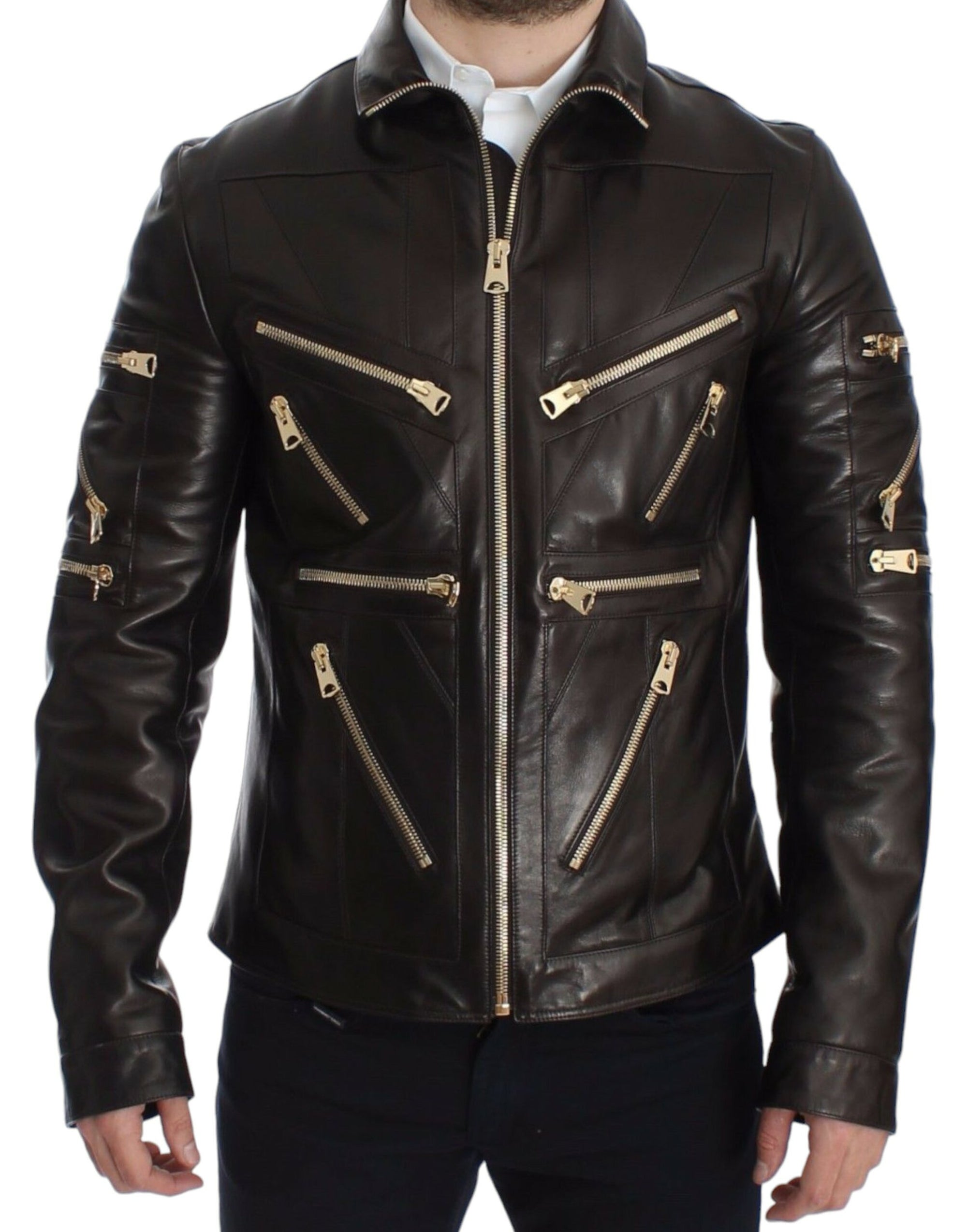 Dolce & Gabbana Collar Leather Jacket - Brown